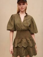 Riietus ee Maje naised broderie anglaise minikleit khaki 6FH8Z4256 - Image 4