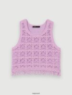 Riietus ee Maje naised heegeldatud kärbitud top parma violetne 6FH8Z4230