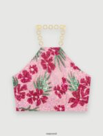 Riietus ee Maje naised hibiskiga litritega crop top printida roosa hibisk 6FH8Z4161