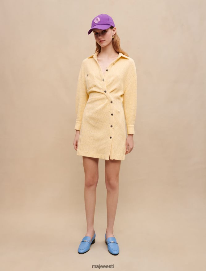 Riietus ee Maje naised kollane lurex tweed asümmeetriline kleit kahvatu kollane 6FH8Z4333 - Image 2