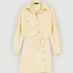 Riietus ee Maje naised kollane lurex tweed asümmeetriline kleit kahvatu kollane 6FH8Z4333