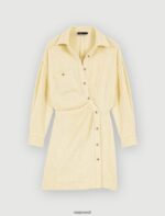 Riietus ee Maje naised kollane lurex tweed asümmeetriline kleit kahvatu kollane 6FH8Z4333