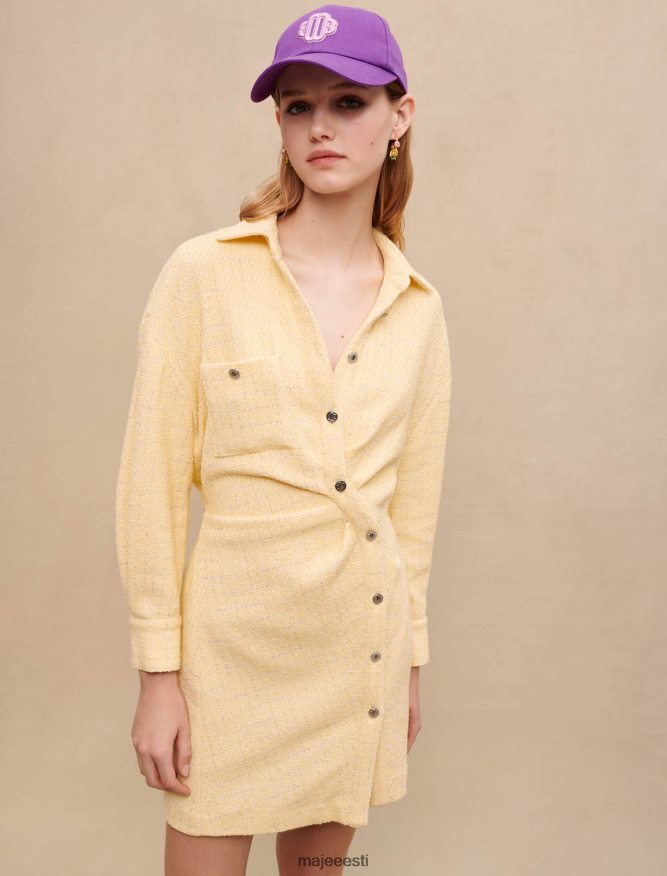 Riietus ee Maje naised kollane lurex tweed asümmeetriline kleit kahvatu kollane 6FH8Z4333 - Image 5