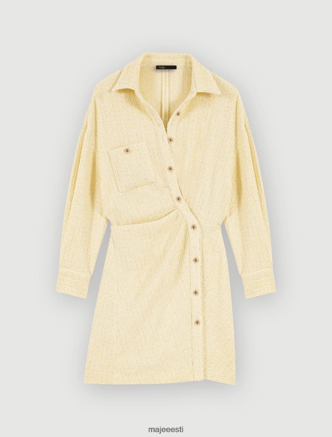 Riietus ee Maje naised kollane lurex tweed asümmeetriline kleit kahvatu kollane 6FH8Z4333 - Image 1