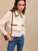 Riietus ee Maje naised kontrastne tweed-stiilis jakk ekru 6FH8Z4108 - Image 4