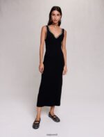 Riietus ee Maje naised kootud maxi kleit must 6FH8Z490 - Image 2