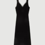 Riietus ee Maje naised kootud maxi kleit must 6FH8Z490