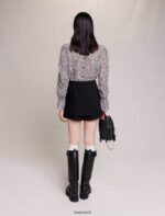 Riietus ee Maje naised krepp-kihiline skort must 6FH8Z4124 - Image 5