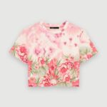 Riietus ee Maje naised lilleline t-särk roosa/roheline hibisk 6FH8Z4165