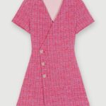 Riietus ee Maje naised lühike tviidkleit lahtise seljaga fuksia 6FH8Z4299