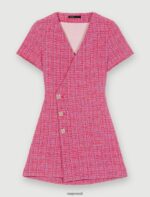 Riietus ee Maje naised lühike tviidkleit lahtise seljaga fuksia 6FH8Z4299