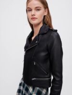 Riietus ee Maje naised nahast biker jope must 6FH8Z4143 - Image 3
