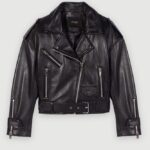 Riietus ee Maje naised nahast biker-stiilis jope must 6FH8Z4366