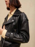 Riietus ee Maje naised nahast biker-stiilis jope must 6FH8Z4366 - Image 3