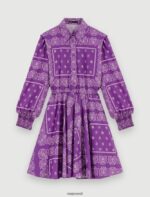 Riietus ee Maje naised paisley mustriga lühike kleit lilla bandaan 6FH8Z4147