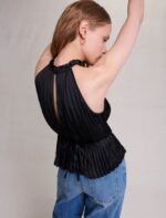 Riietus ee Maje naised plisseeritud satiinist top must 6FH8Z482 - Image 4
