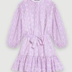 Riietus ee Maje naised tikitud puuvillane minikleit parma violetne 6FH8Z4257