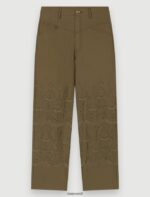 Riietus ee Maje naised tikitud puuvillased püksid khaki 6FH8Z4286