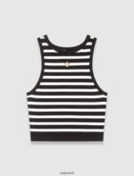 Riietus ee Maje naised triibuline crop top must/ekru 6FH8Z479