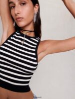 Riietus ee Maje naised triibuline crop top must/ekru 6FH8Z479 - Image 3