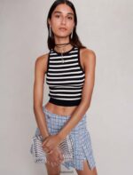 Riietus ee Maje naised triibuline crop top must/ekru 6FH8Z479 - Image 4