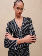 Riietus ee Maje naised trükitud kootud kardigan must/sinine 6FH8Z4402 - Image 2