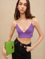 Riietus ee Maje naised tweed crop top lilla 6FH8Z4274 - Image 2