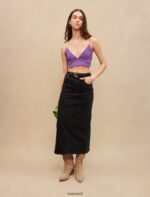 Riietus ee Maje naised tweed crop top lilla 6FH8Z4274 - Image 3