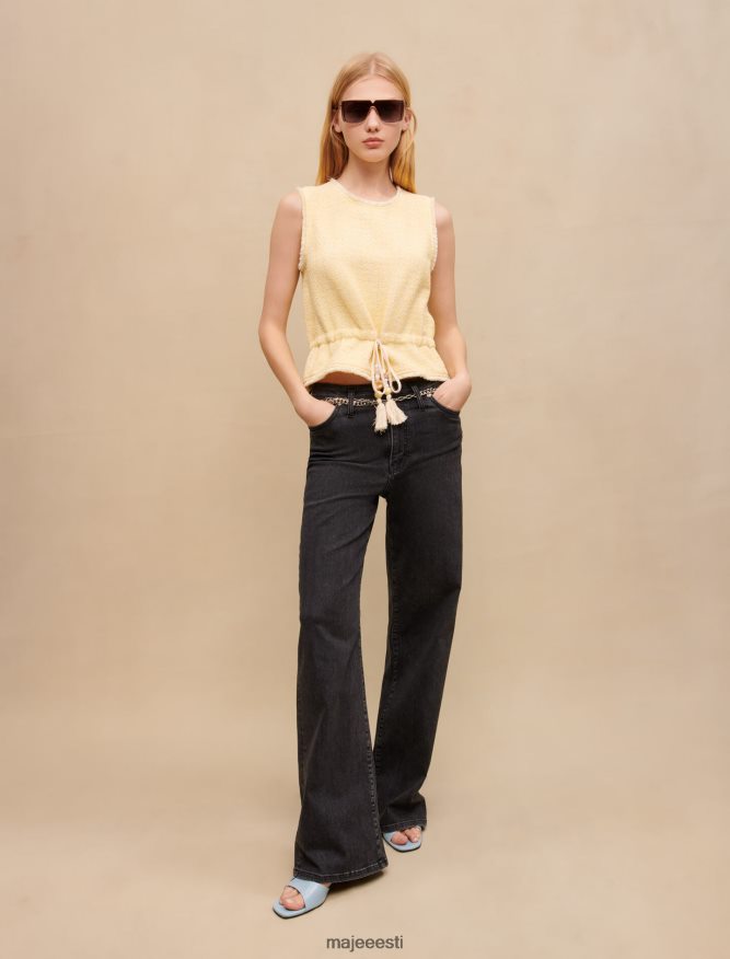 Riietus ee Maje naised varrukateta lurex tweed top kahvatu kollane 6FH8Z4338 - Image 2
