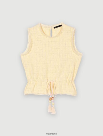 Riietus ee Maje naised varrukateta lurex tweed top kahvatu kollane 6FH8Z4338