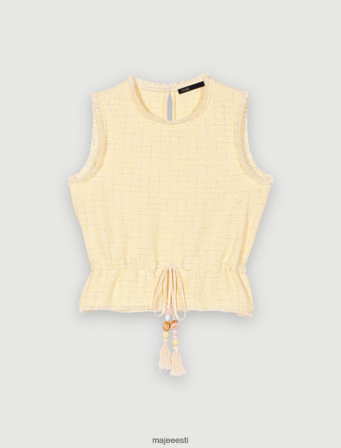 Riietus ee Maje naised varrukateta lurex tweed top kahvatu kollane 6FH8Z4338 - Image 1