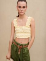Riietus ee Maje naised volangidega crop top kollane 6FH8Z4162 - Image 2
