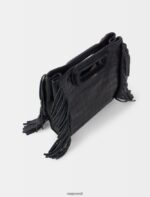 tarvik ee Maje naised Croc-reljeefse nahaga mini m kott must 6FH8Z4452 - Image 3