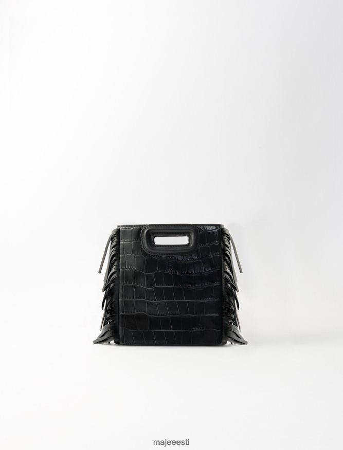 tarvik ee Maje naised Croc-reljeefse nahaga mini m kott must 6FH8Z4452 - Image 1